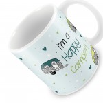 Happy Camper Caravan Mug Novelty Gift Mum Dad Nanny Grandad