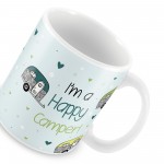 Happy Camper Caravan Mug Novelty Gift Mum Dad Nanny Grandad