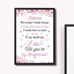 Personalised Will You Be My Bridesmaid Request Card Framed