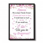 Personalised Will You Be My Bridesmaid Request Card Framed