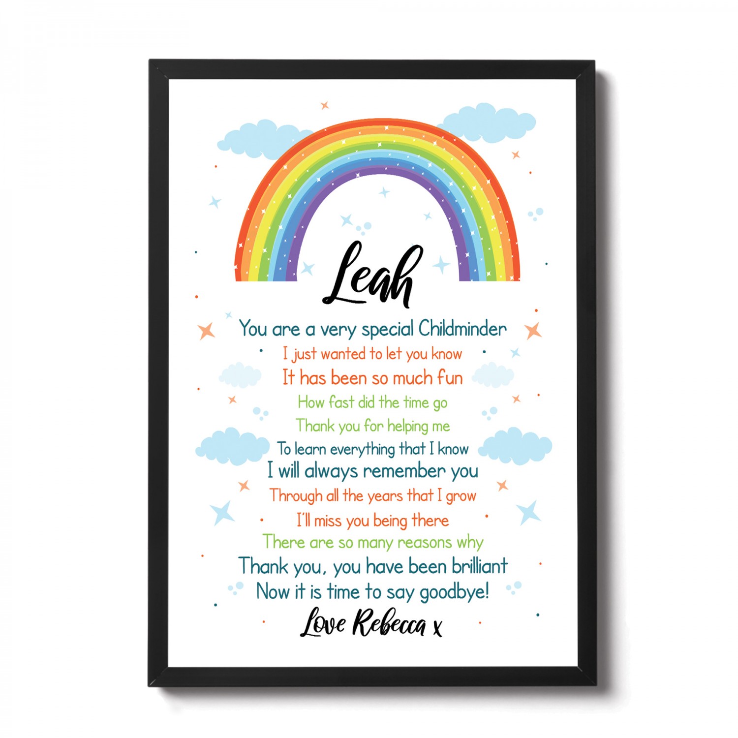 Personalised Rainbow Childminder Thank You Teacher Gift