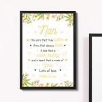 Nan Gift Personalised Print Framed Birthday Xmas Gift For Nan 