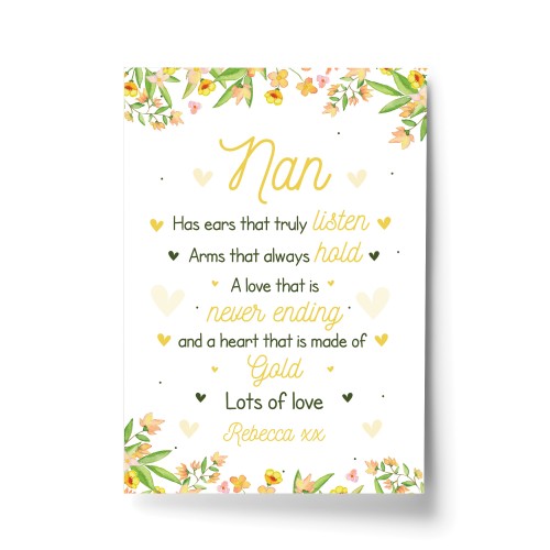 Nan Gift Personalised Print Birthday Xmas Nan Gift From Child