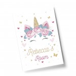 Girl Bedroom Sign Personalised Unicorn Nursery Print Gift