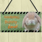 Funny Bunny Zone Rabbit Lover Gift Ideas Door Hutch Rabbit Sign