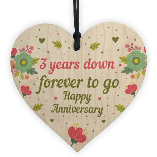 Funny 3rd Wedding Anniversary Gift Wooden Heart Husband Wife