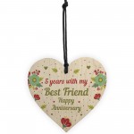 5th Wedding Anniversary Gift For Husband Wife Wooden Heart Gifts