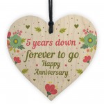 Funny 5th Wedding Anniversary Gift Wooden Heart Husband Wife 