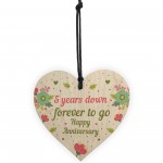 Funny 5th Wedding Anniversary Gift Wooden Heart Husband Wife 