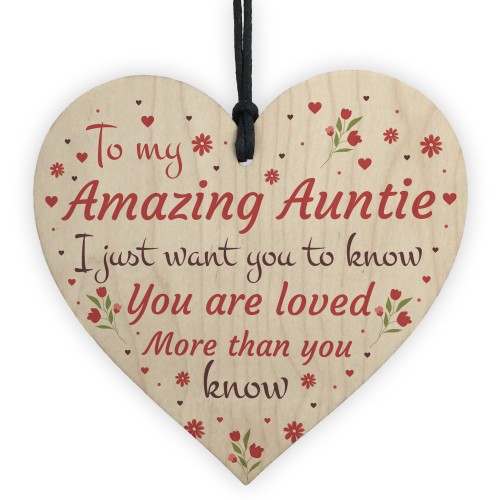 Amazing Auntie Gift Wood Heart Christmas Birthday Gift For Aunt