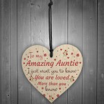 Amazing Auntie Gift Wood Heart Christmas Birthday Gift For Aunt