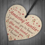 Amazing Auntie Gift Wood Heart Christmas Birthday Gift For Aunt