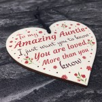 Amazing Auntie Gift Wood Heart Christmas Birthday Gift For Aunt