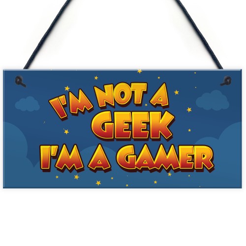 Novelty Geek Gamer Gift Hanging Gaming Sign Cartoon Boys Bedroom