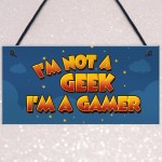 Novelty Geek Gamer Gift Hanging Gaming Sign Cartoon Boys Bedroom