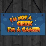 Novelty Geek Gamer Gift Hanging Gaming Sign Cartoon Boys Bedroom