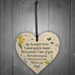 Beautiful Sister Wood Heart Cute Sister Birthday Christmas Gifts