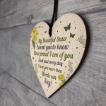 Beautiful Sister Wood Heart Cute Sister Birthday Christmas Gifts