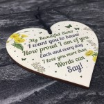 Beautiful Sister Wood Heart Cute Sister Birthday Christmas Gifts