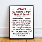 3rd Wedding Anniversary Gift For Husband or Wife Framed Print