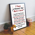 3rd Wedding Anniversary Gift For Husband or Wife Framed Print