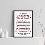 3rd Wedding Anniversary Gift For Husband or Wife Framed Print