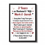 3rd Wedding Anniversary Gift For Husband or Wife Framed Print