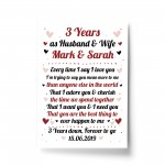 3rd Wedding Anniversary Gift For Husband or Wife Print Keepsake