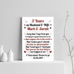 3rd Wedding Anniversary Gift For Husband or Wife Print Keepsake