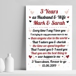 3rd Wedding Anniversary Gift For Husband or Wife Print Keepsake