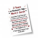 3rd Wedding Anniversary Gift For Husband or Wife Print Keepsake