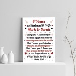 4th Wedding Anniversary Gift For Husband or Wife Print Keepsake 