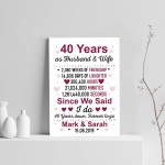 40th Anniversary Gift Personalised Print 40th Anniversary Card