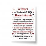 5th Wedding Anniversary Gift For Husband or Wife Print Keepsake