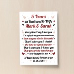 5th Wedding Anniversary Gift For Husband or Wife Print Keepsake