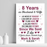 8th Anniversary Gift Personalised Print 8th Anniversary Card