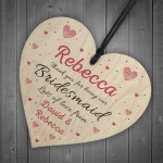 Personalised Thank You Gifts For Bridesmaid Plaques Wood Heart