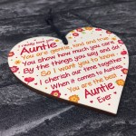 Auntie Birthday Gifts From Niece And Nephew Wood Heart Xmas Gift