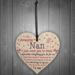 Cute Nan Wood Heart Nan Birthday Christmas Gift From Grandchild