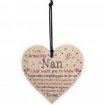 Cute Nan Wood Heart Nan Birthday Christmas Gift From Grandchild