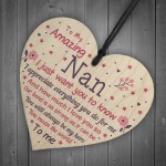 Cute Nan Wood Heart Nan Birthday Christmas Gift From Grandchild