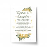 Mother And Daughter Gift Poem Print Gift For Mum Birthday Xmas