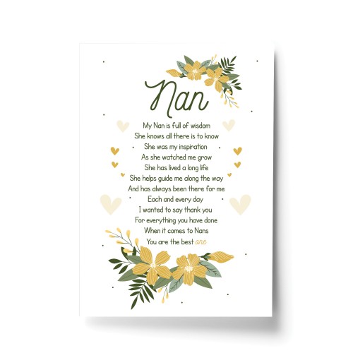 Nan Poem Print Nan Birthday Christmas Gift Print Nan Gift