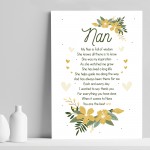 Nan Poem Print Nan Birthday Christmas Gift Print Nan Gift