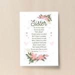 Sister Gift For Birthday Xmas Best Friend Keepsake Poem Print