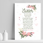 Sister Gift For Birthday Xmas Best Friend Keepsake Poem Print