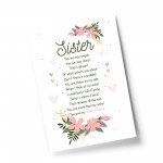 Sister Gift For Birthday Xmas Best Friend Keepsake Poem Print