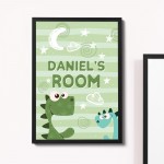 Personalised Boys Bedroom Sign Dinosaur Print Boy Nursery Decor 