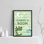 Personalised Boys Bedroom Sign Dinosaur Print Boy Nursery Decor 