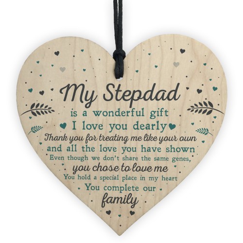 Step Dad Birthday Christmas Gifts From Daughter Son Wood Heart